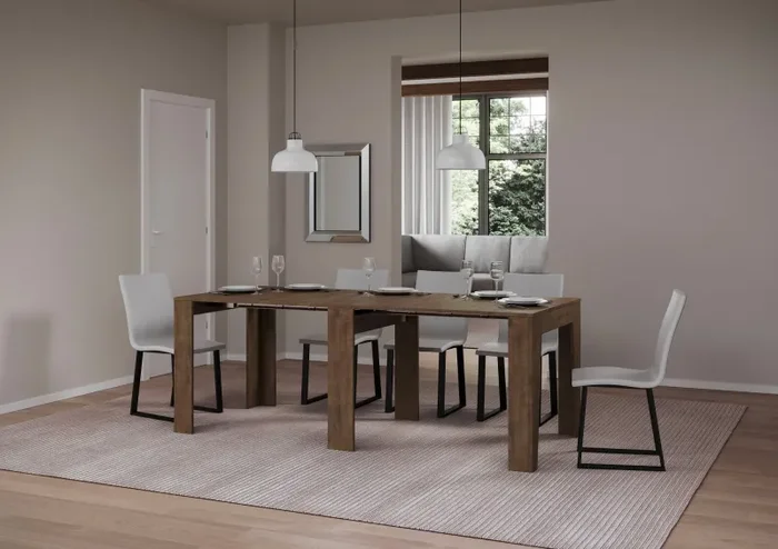 Consolle Allungabile 90×25/181 cm Pannelli in Nobilitato Narrow Noce - immagine 2