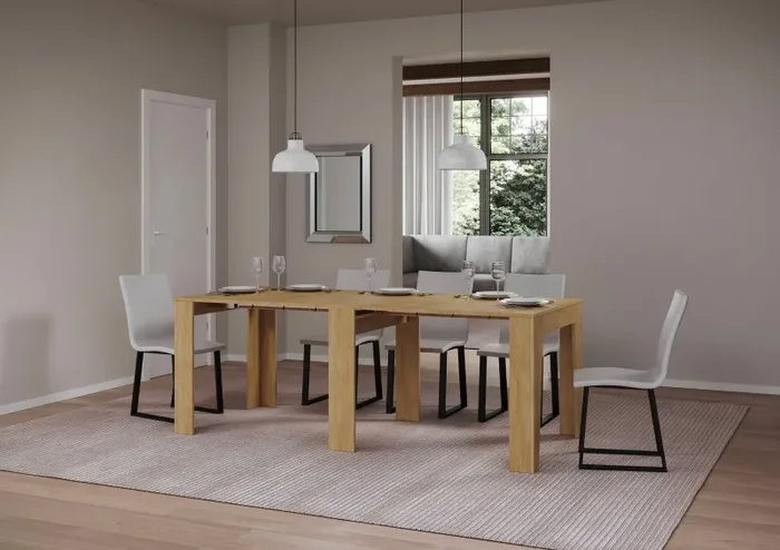 Consolle Allungabile 90×25/181 cm Pannelli in Nobilitato Narrow Quercia Natura - immagine 2