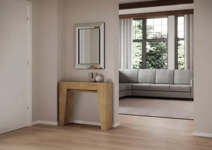 Consolle Allungabile 90×25/181 cm Pannelli in Nobilitato Narrow Quercia Natura - immagine 3