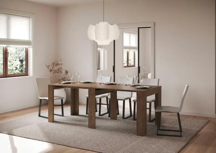 Consolle Allungabile 90×25/181 cm Pannelli in Nobilitato Slick Noce - immagine 2