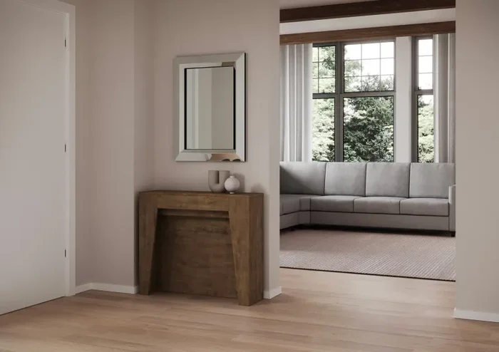 Consolle Allungabile 90×25/211 cm Pannelli in Nobilitato Anea Noce - immagine 3