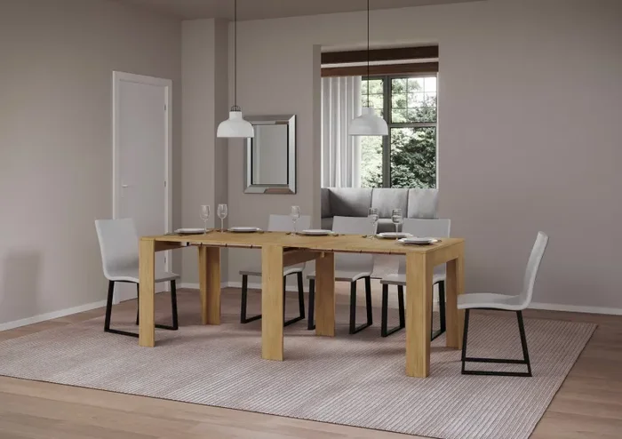 Consolle Allungabile 90×25/211 cm Pannelli in Nobilitato Anea Quercia Natura - immagine 2