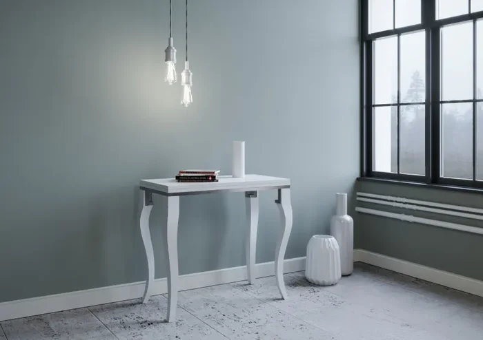Consolle Allungabile 90×45-90×80 cm in Nobilitato Bianco