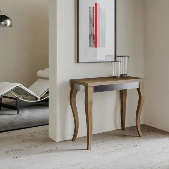 Consolle Allungabile 90×45-90×80 cm in Nobilitato Marrone - immagine 2