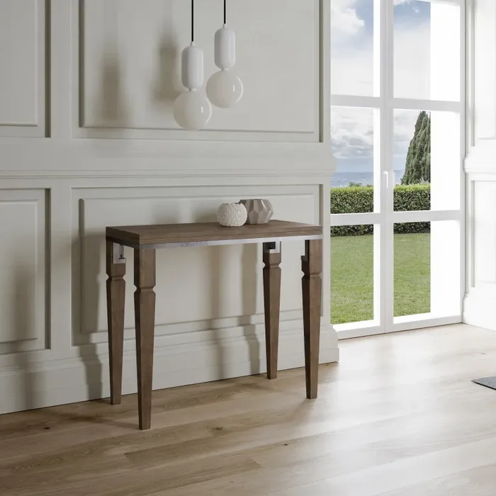 Consolle Allungabile 90×45-90×80 cm in Nobilitato Marrone