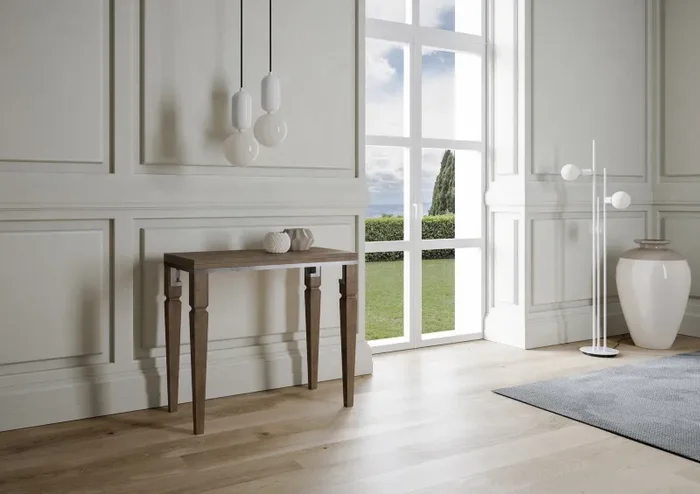 Consolle Allungabile 90×45-90×80 cm in Nobilitato Marrone - immagine 2