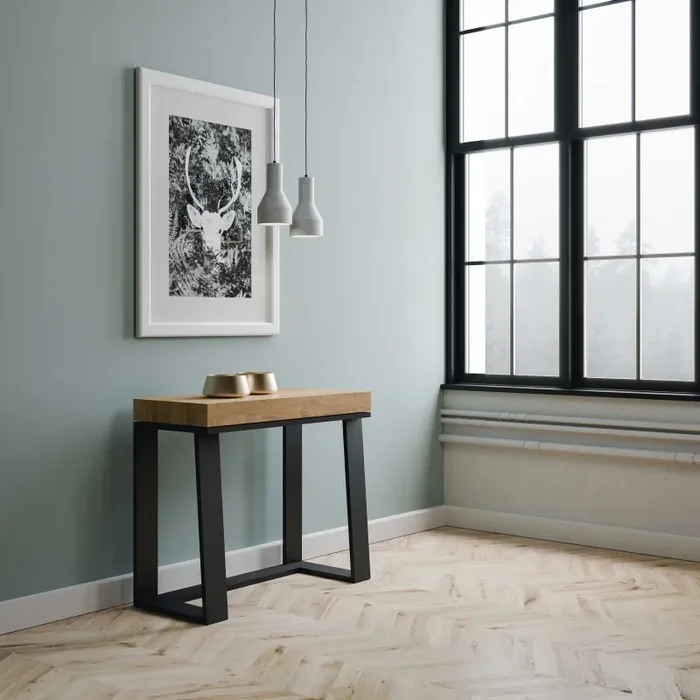 Consolle Allungabile 90-288x40x77 cm in Nobilitato Marrone - immagine 2