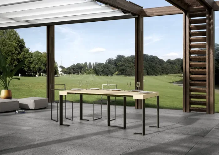 Consolle Allungabile 90-290x40x77 cm in Nobilitato Marrone - immagine 3