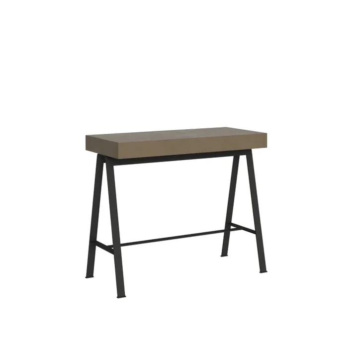 Consolle Allungabile 90-300x40x77 cm Banco Tortora Telaio Antracite