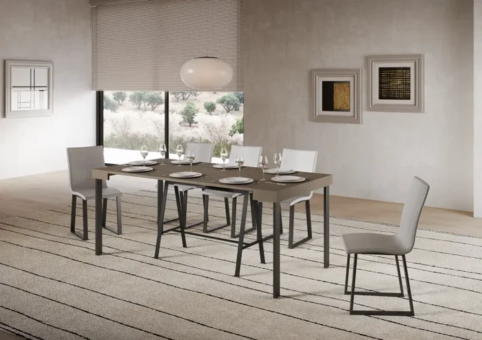 Consolle Allungabile 90-300x40x77 cm Banco Tortora Telaio Antracite - immagine 3