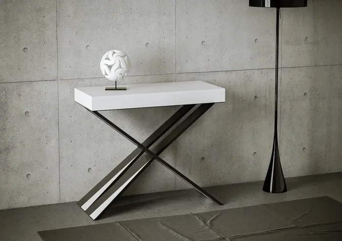 Consolle Allungabile 90-300x40x77 cm in Nobilitato Bianco In saldo - immagine 2