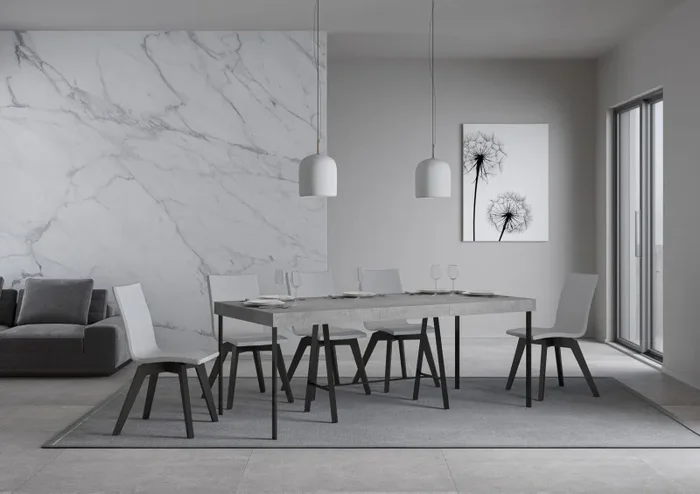 Consolle Allungabile 90-300x40x77 cm in Nobilitato Grigio - immagine 3