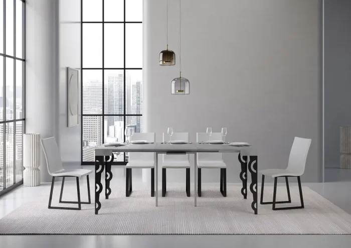 Consolle Allungabile 90-300x40x77 cm in Nobilitato Grigio - immagine 3