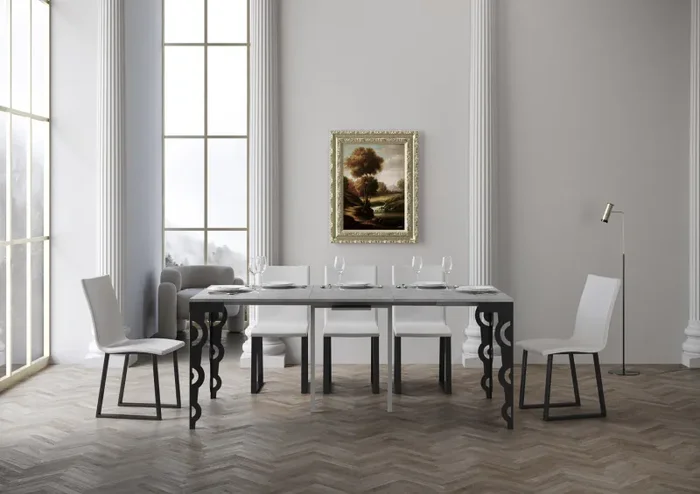 Consolle Allungabile 90-300x40x77 cm in Nobilitato Grigio - immagine 3