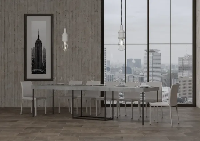 Consolle Allungabile 90-300x40x77 cm in Nobilitato Grigio - immagine 3