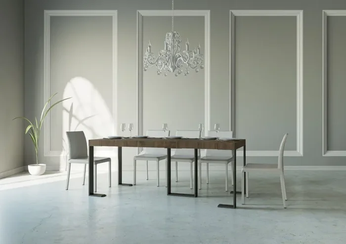 Consolle Allungabile 90-300x40x77 cm in Nobilitato Marrone - immagine 3