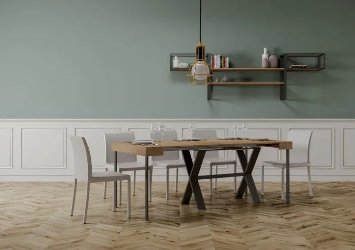 Consolle Allungabile 90-300x40x77 cm in Nobilitato Marrone - immagine 3