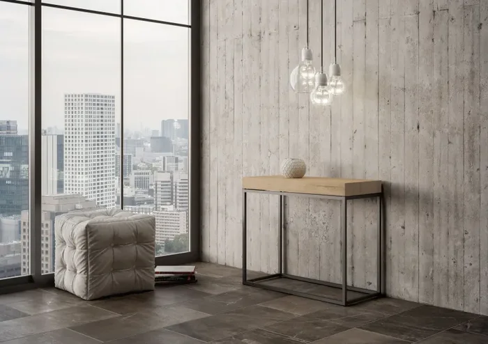 Consolle Allungabile 90-300x40x77 cm in Nobilitato Marrone Fornitura - immagine 2