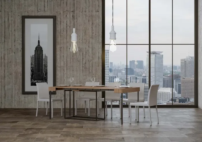 Consolle Allungabile 90-300x40x77 cm in Nobilitato Marrone Fornitura - immagine 3