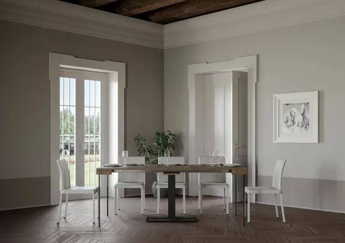 Consolle Allungabile 90-300x40x77 cm in Nobilitato Marrone Fornitura - immagine 3