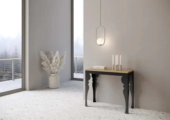 Consolle Allungabile 90-300x40x77 cm in Nobilitato Marrone - immagine 2