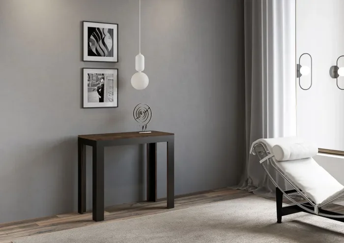 Consolle Allungabile 90-300x40x77 cm in Nobilitato Marrone - immagine 2