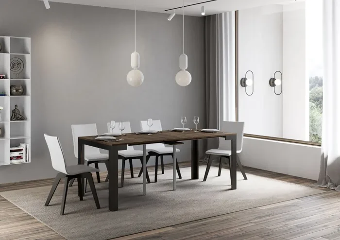 Consolle Allungabile 90-300x40x77 cm in Nobilitato Marrone - immagine 3