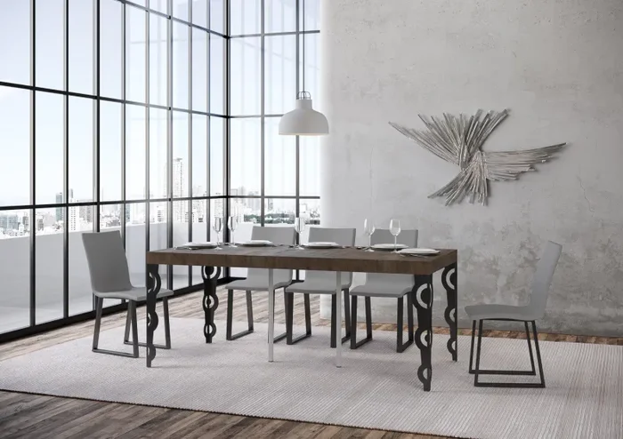 Consolle Allungabile 90-300x40x77 cm in Nobilitato Marrone In saldo - immagine 3