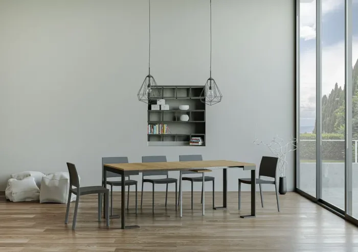 Consolle Allungabile 90-300x40x77 cm in Nobilitato Marrone - immagine 3