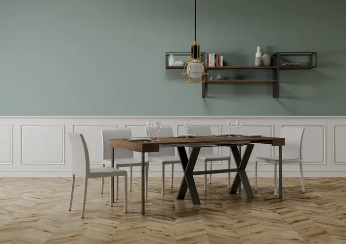 Consolle Allungabile 90-300x40x77 cm in Nobilitato Marrone - immagine 3