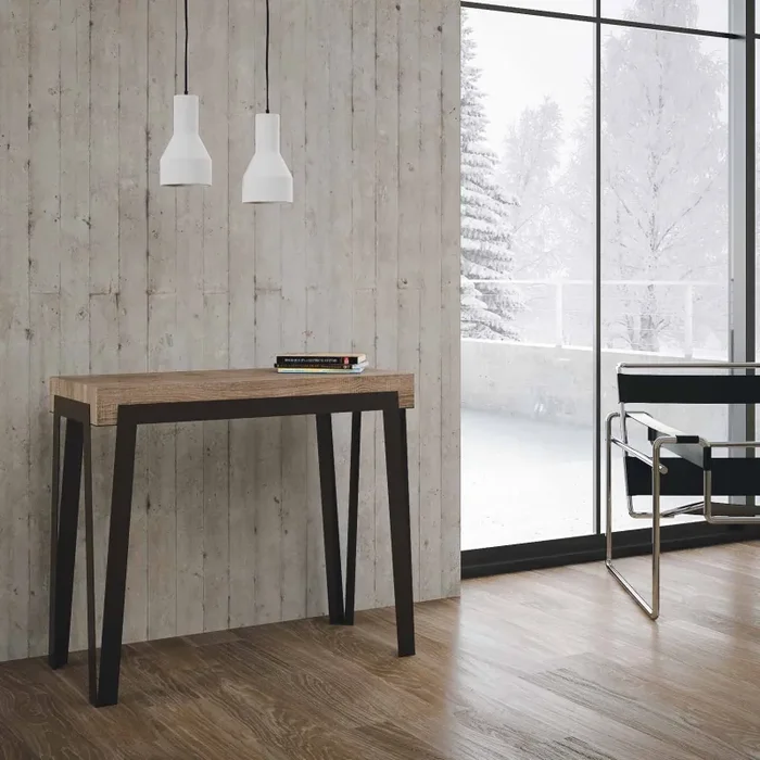 Consolle Allungabile 90-300x40x77 cm in Nobilitato Marrone Online ora - immagine 2