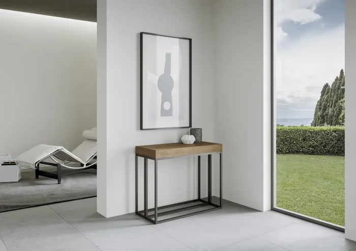 Consolle Allungabile 90-300x40x77 cm in Nobilitato Marrone - immagine 2