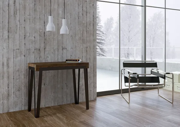 Consolle Allungabile 90-300x40x77 cm in Nobilitato Marrone - immagine 2