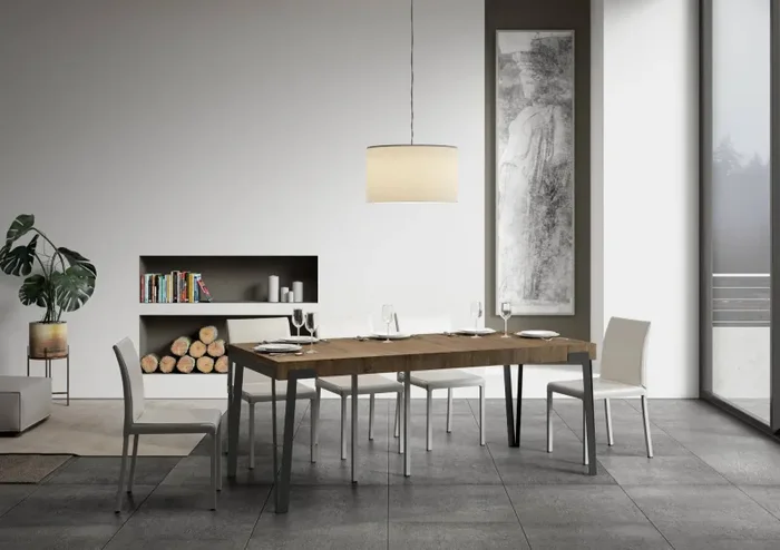 Consolle Allungabile 90-300x40x77 cm in Nobilitato Marrone - immagine 3