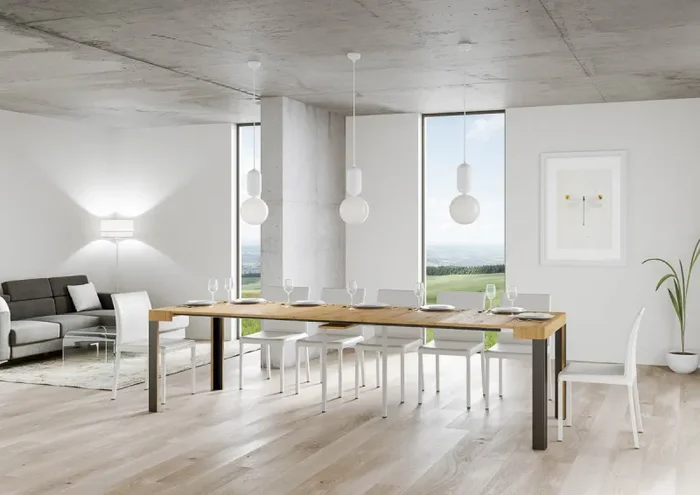 Consolle Allungabile 90-300x40x77 cm in Nobilitato Marrone Saldi - immagine 3