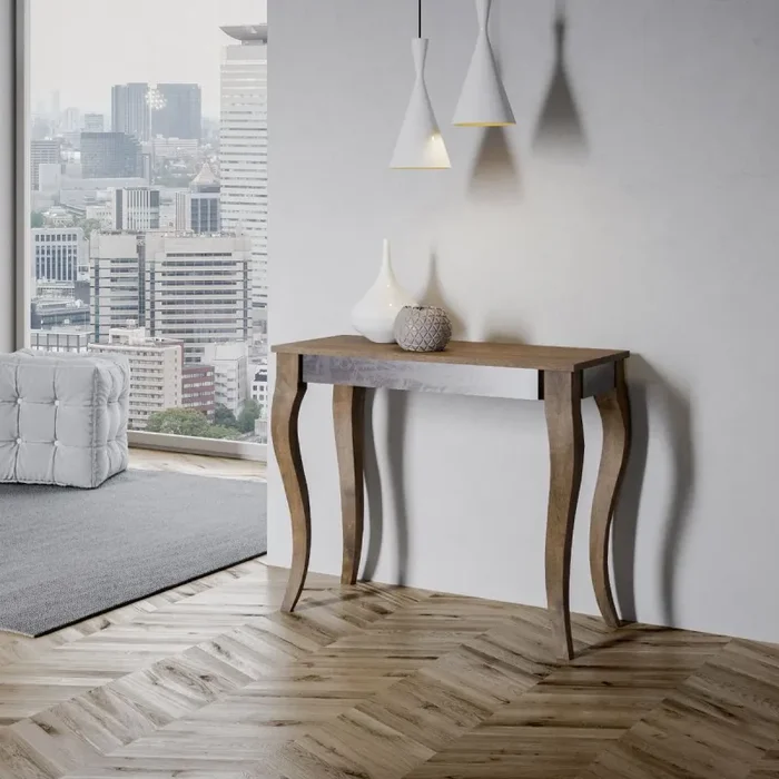 Consolle Allungabile 90-300x40x77 cm in Nobilitato Marrone Sconti