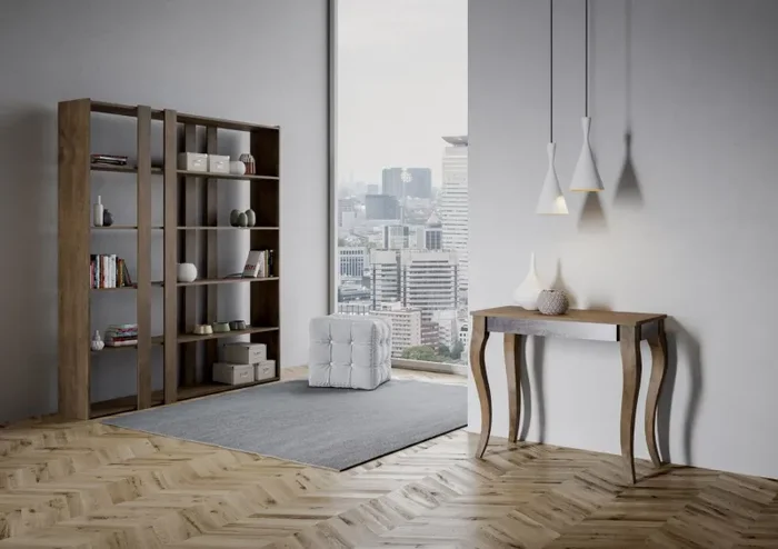 Consolle Allungabile 90-300x40x77 cm in Nobilitato Marrone Sconti - immagine 2