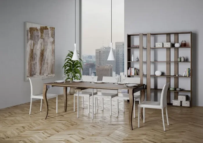 Consolle Allungabile 90-300x40x77 cm in Nobilitato Marrone Sconti - immagine 3