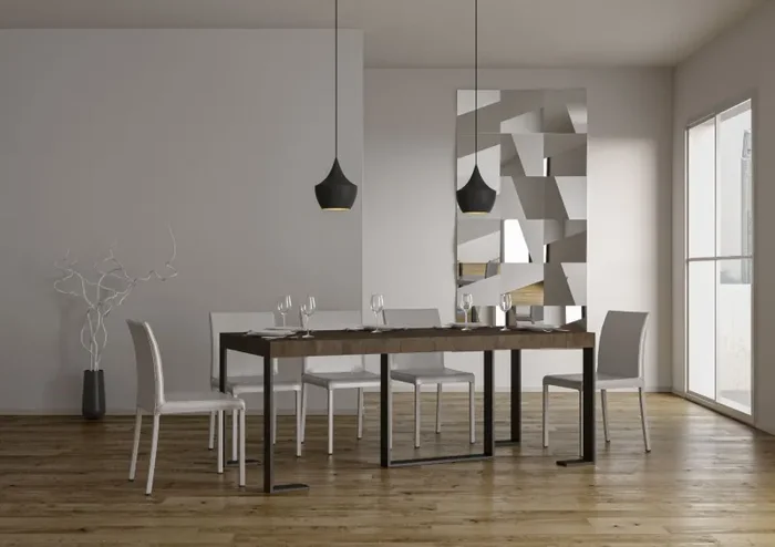 Consolle Allungabile 90-300x40x77 cm in Nobilitato Marrone - immagine 3