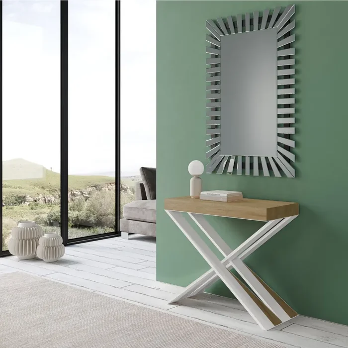 Consolle Allungabile 90-300x40x77 cm in Nobilitato Marrone Vendita calda - immagine 2