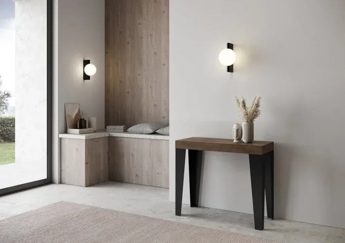 Consolle Allungabile 90-300x40x77 cm in Nobilitato Marrone - immagine 2