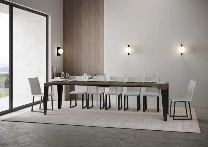 Consolle Allungabile 90-300x40x77 cm in Nobilitato Marrone - immagine 3