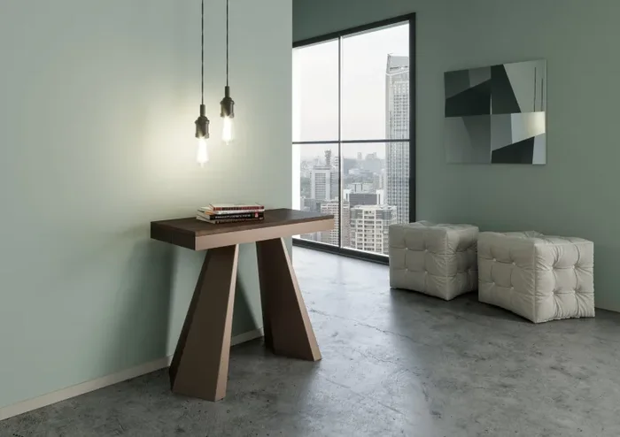 Consolle Allungabile 90-300x40x77 cm in Nobilitato Marrone - immagine 2