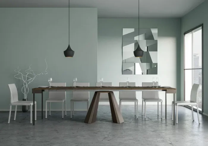 Consolle Allungabile 90-300x40x77 cm in Nobilitato Marrone - immagine 3