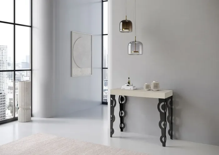 Consolle Allungabile 90-300x40x77 cm Karamay Cashmere Telaio Antracite - immagine 3