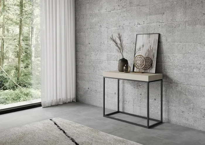 Consolle Allungabile 90-300x40x77 cm Nordica Cashmere Telaio Antracite - immagine 2