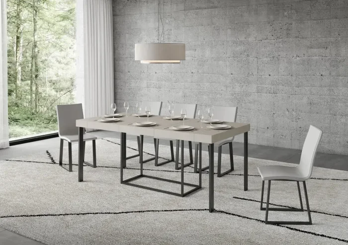 Consolle Allungabile 90-300x40x77 cm Nordica Premium Cashmere Telaio Antracite - immagine 3