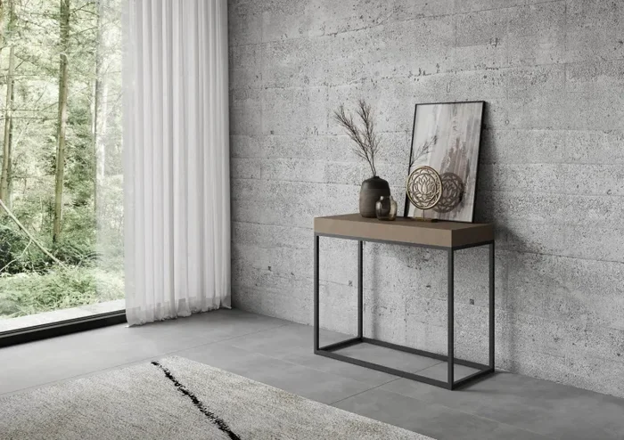 Consolle Allungabile 90-300x40x77 cm Nordica Premium Tortora Telaio Antracite - immagine 2