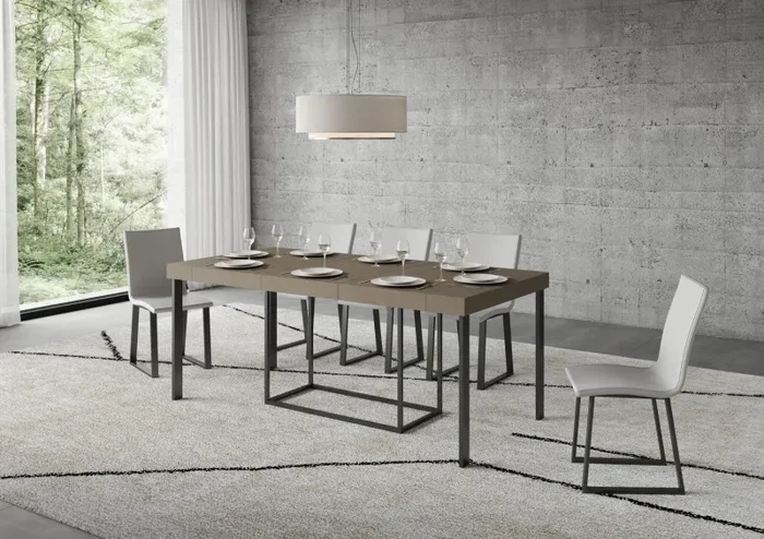 Consolle Allungabile 90-300x40x77 cm Nordica Premium Tortora Telaio Antracite - immagine 3