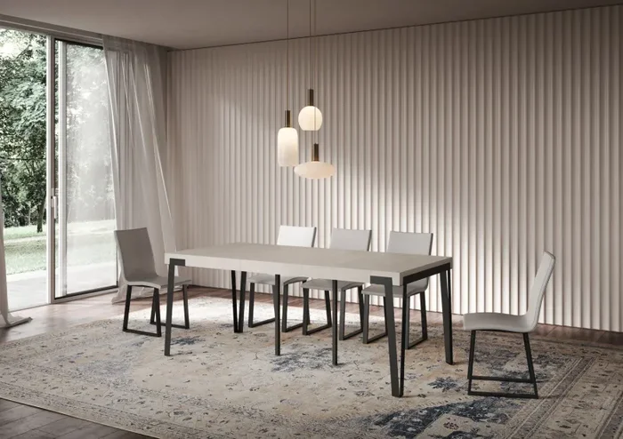 Consolle Allungabile 90-300x40x77 cm Rio Premium Cashmere Telaio Antracite - immagine 3